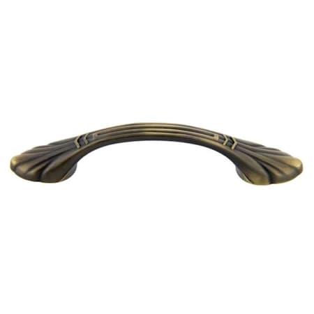 Crown 4-7/10" Deco Cabinet Pull with 3" Center to Center Antique Satin Brass Finish CHP86765ABSB